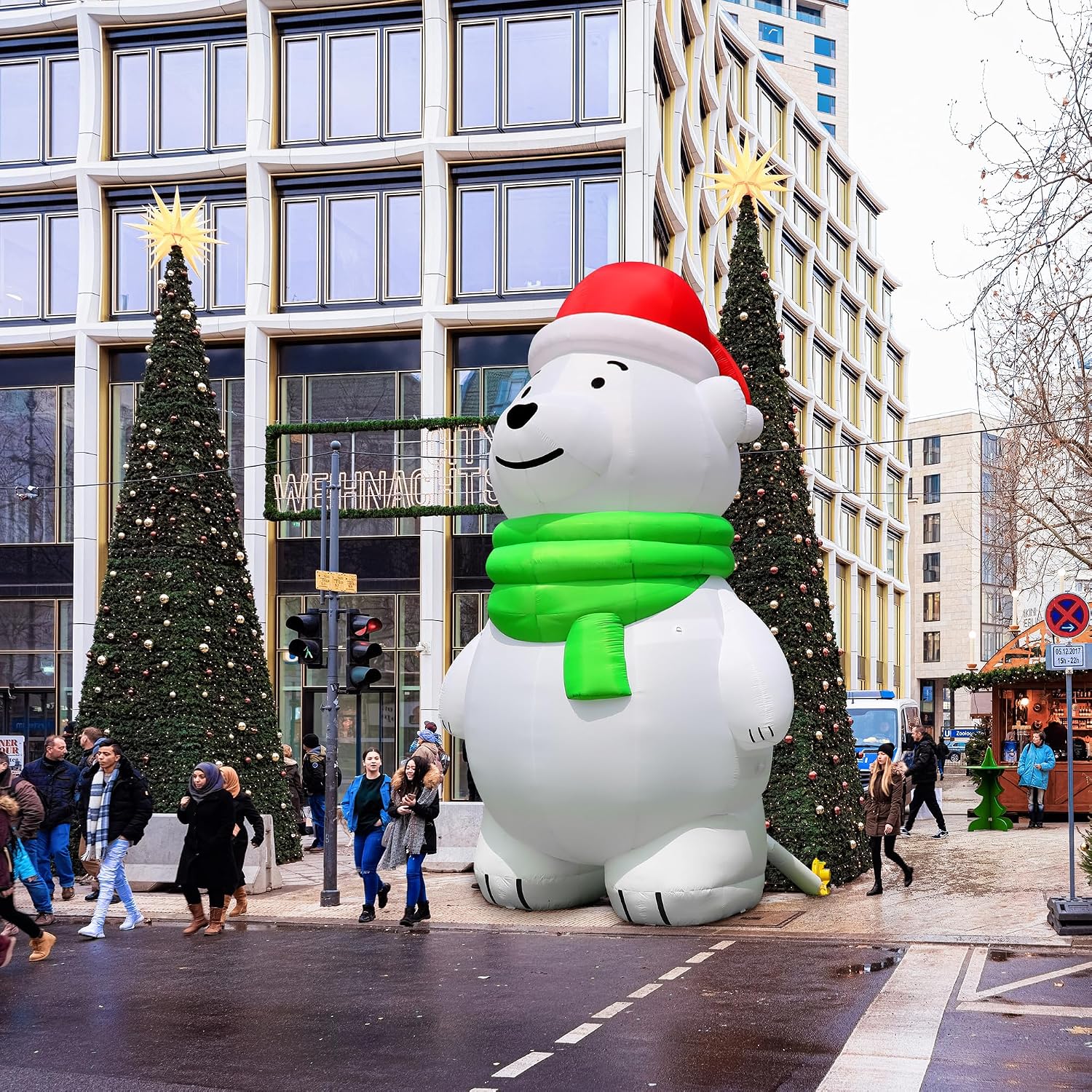 20Ft Giant Christmas Inflatable Polar Bear with Powerful Blower, Blow Up Holiday Decoration for Outdoor Yard Lawn Christmas Party (Without LED Lights)