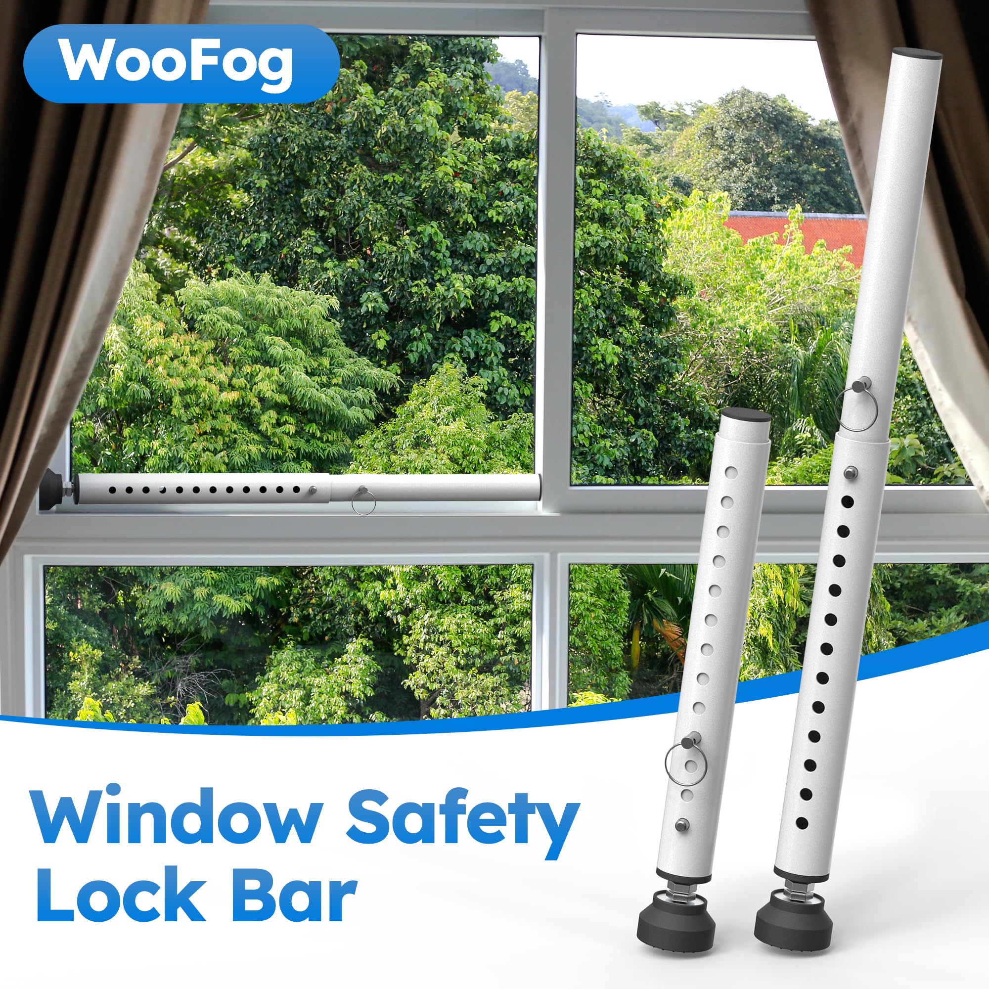 WooFog Barras de seguridad (cortas) para ventana deslizante/vertical, barras ajustables de seguridad en el interior, (pequeñas) protectores de ventana para seguridad del hogar, barra de bloqueo de