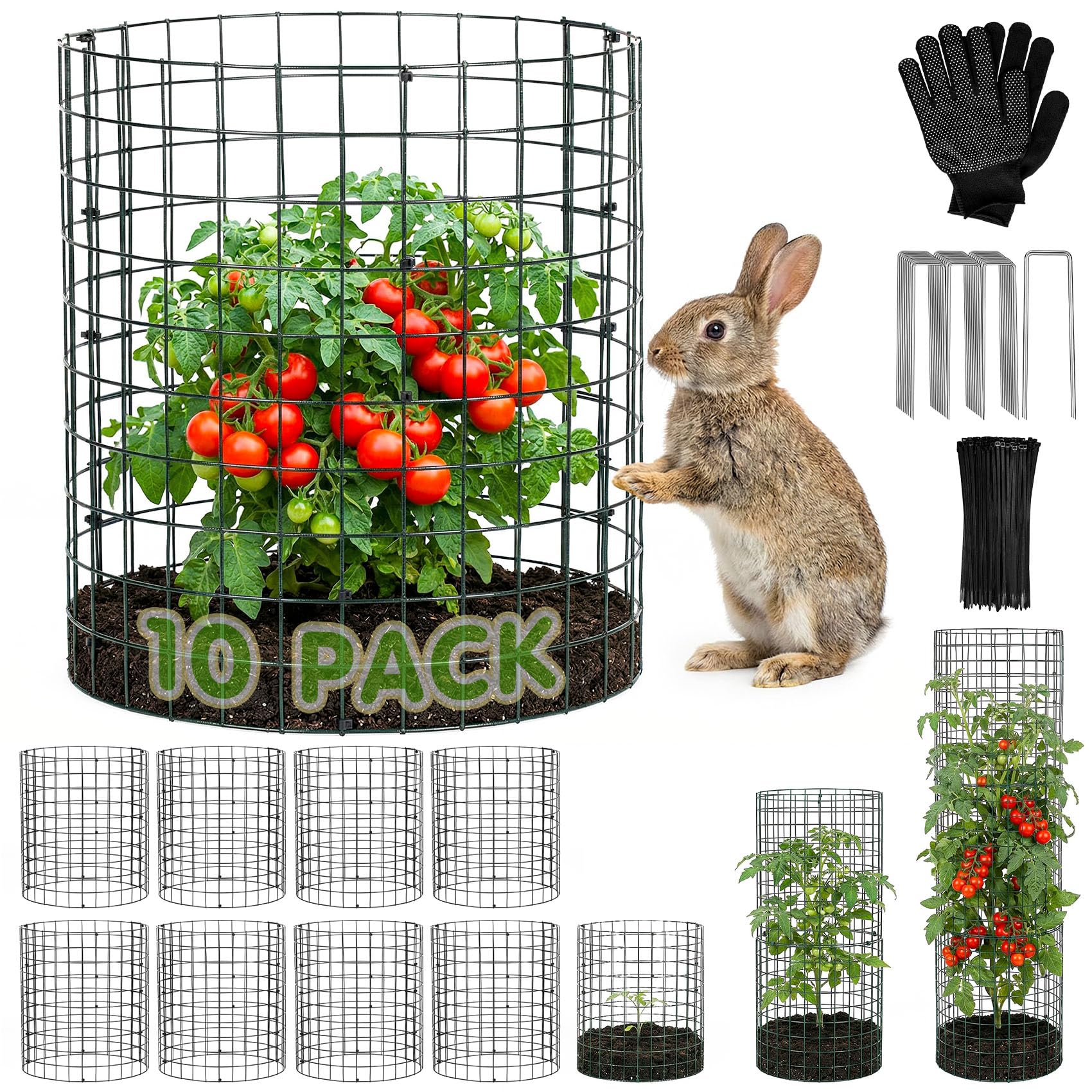 Photo 1 of  Pack Round Plant Protector from Animals – 30pcs 12" × 12" Metal Wire Mesh Garden Plant Cages Wire Plant Covers Pre-Bent Metal Mesh for Seedling Raised Bed Garden Protection for Vegetables Flower