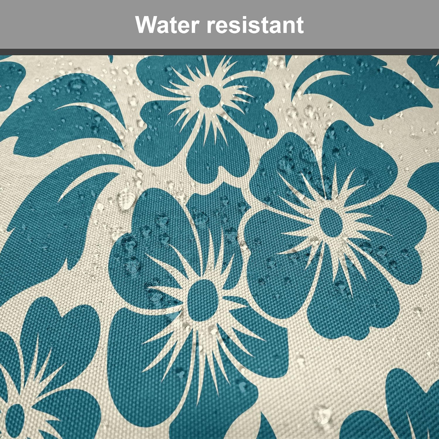 Ambesonne Floral Chair Seating Cushion Set of 2, Flower Petals Blossoms Shabby Form Fragrance Florets Nature Spring Tropical Design, Anti-Slip Seat Padding for Kitchen & Patio, 16"x16", Teal Cream