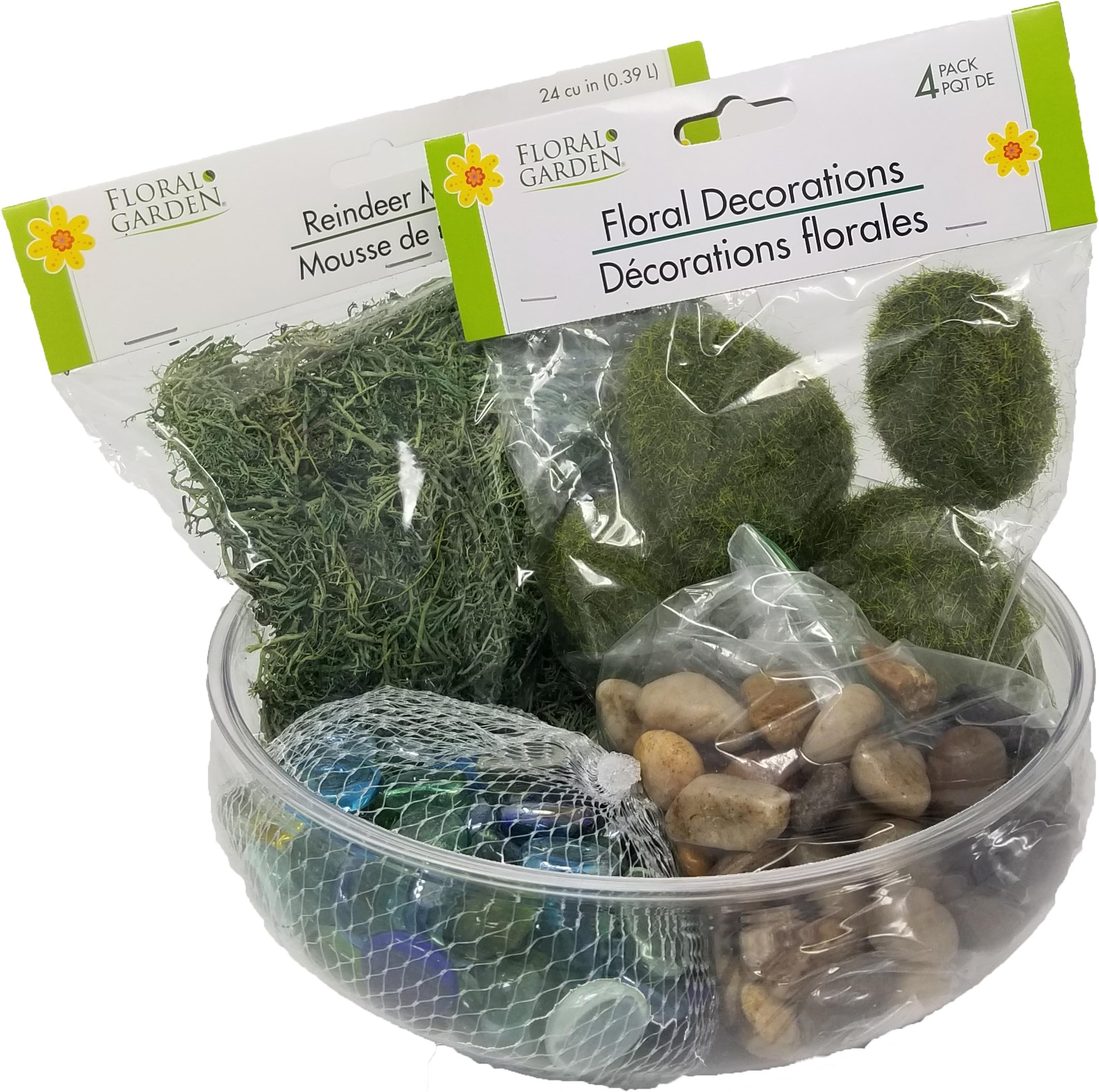 Fairy Garden Starter Kit for Adults & Kids, Fairy Garden Accessories to Create your Own Fairy Garden, Includes Reindeer Moss, Multi Colored Rocks, Stones Rocks Floral Moss Bundled with Plastic Bowl