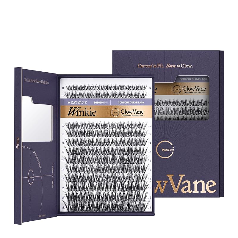Cílios postiços em tufos TrueCurve Winkie GlowVane, faixa curva, 8–18 mm, 120 unidades