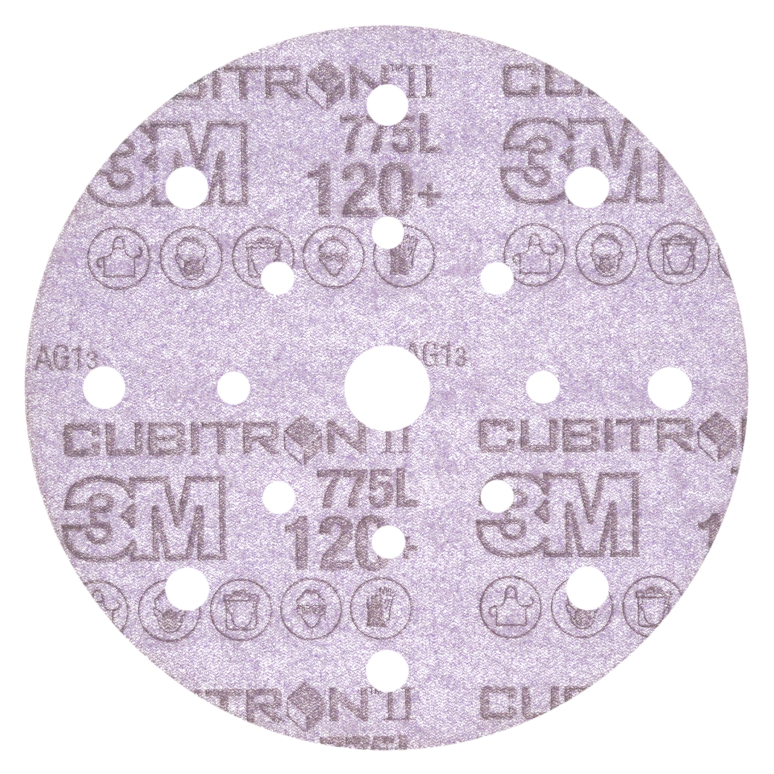 3M Cubitron II Hookit Disco de Film 775L, 152 mm x 9, 5 mm, 17 Agujeros | 120+ 50 discos/caja