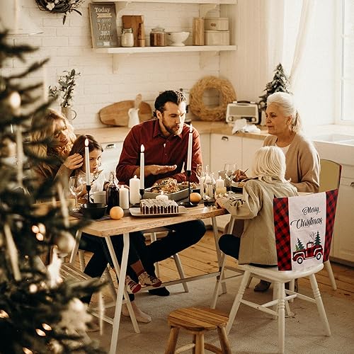 Miniatura 6 de 4 fundas para sillas de Navidad, de arpillera, búfalo, a cuadros, para automóvil, árbol de Navidad, decoración para Navidad, comedor, cocina,