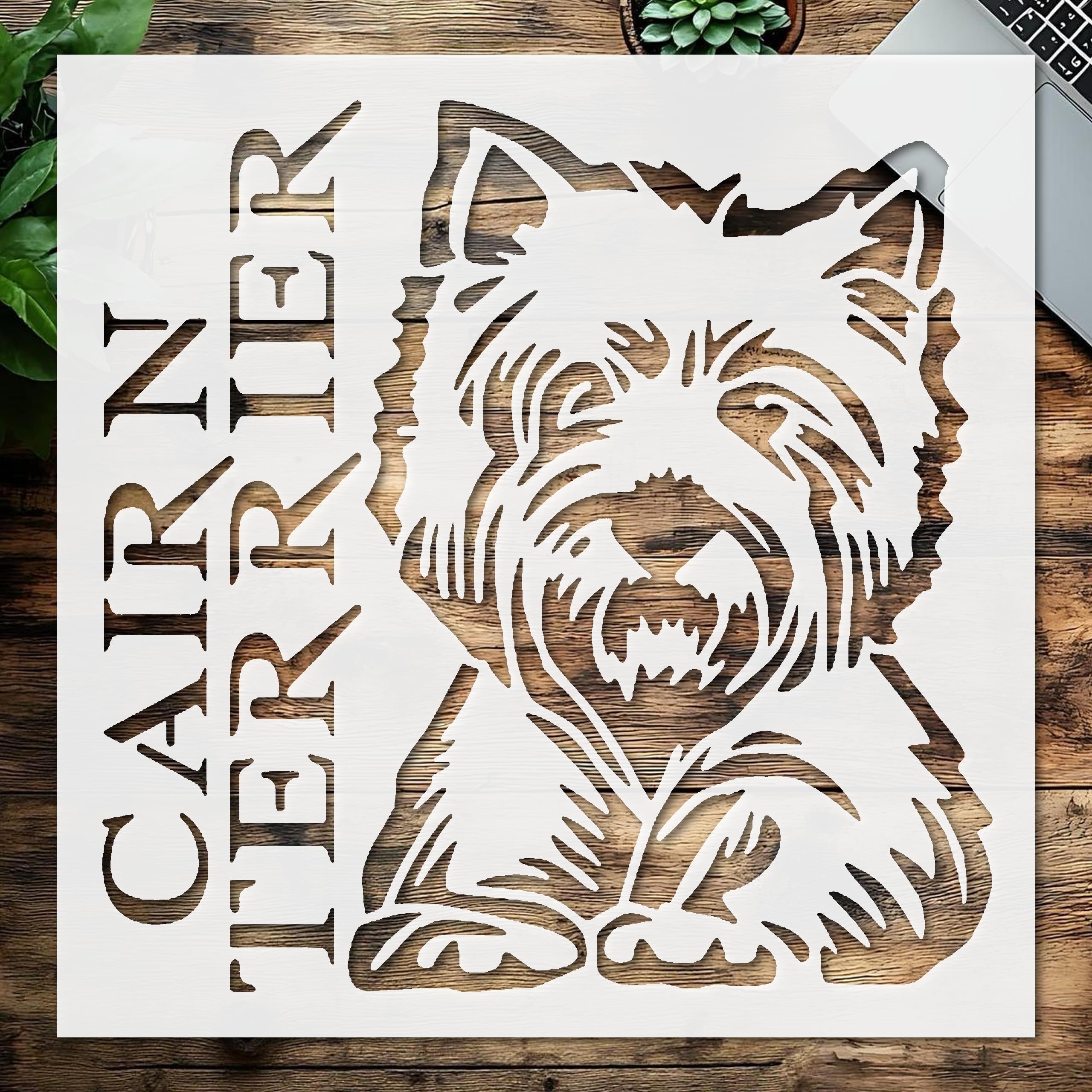 Stencil Cairn Terrier Sign, Plastic Reusable, Reusable Plastic, 5.5 inchL x 5.5 inchW, for DIY Crafts and Home Decor