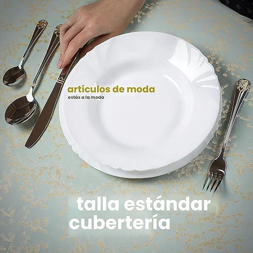 Miniatura 8 de Juego de cubiertos de edición limitada – Juego de vajilla de 24 piezas – Juego de cubiertos para 6 – Juego de vajilla plateada con detalles dorados