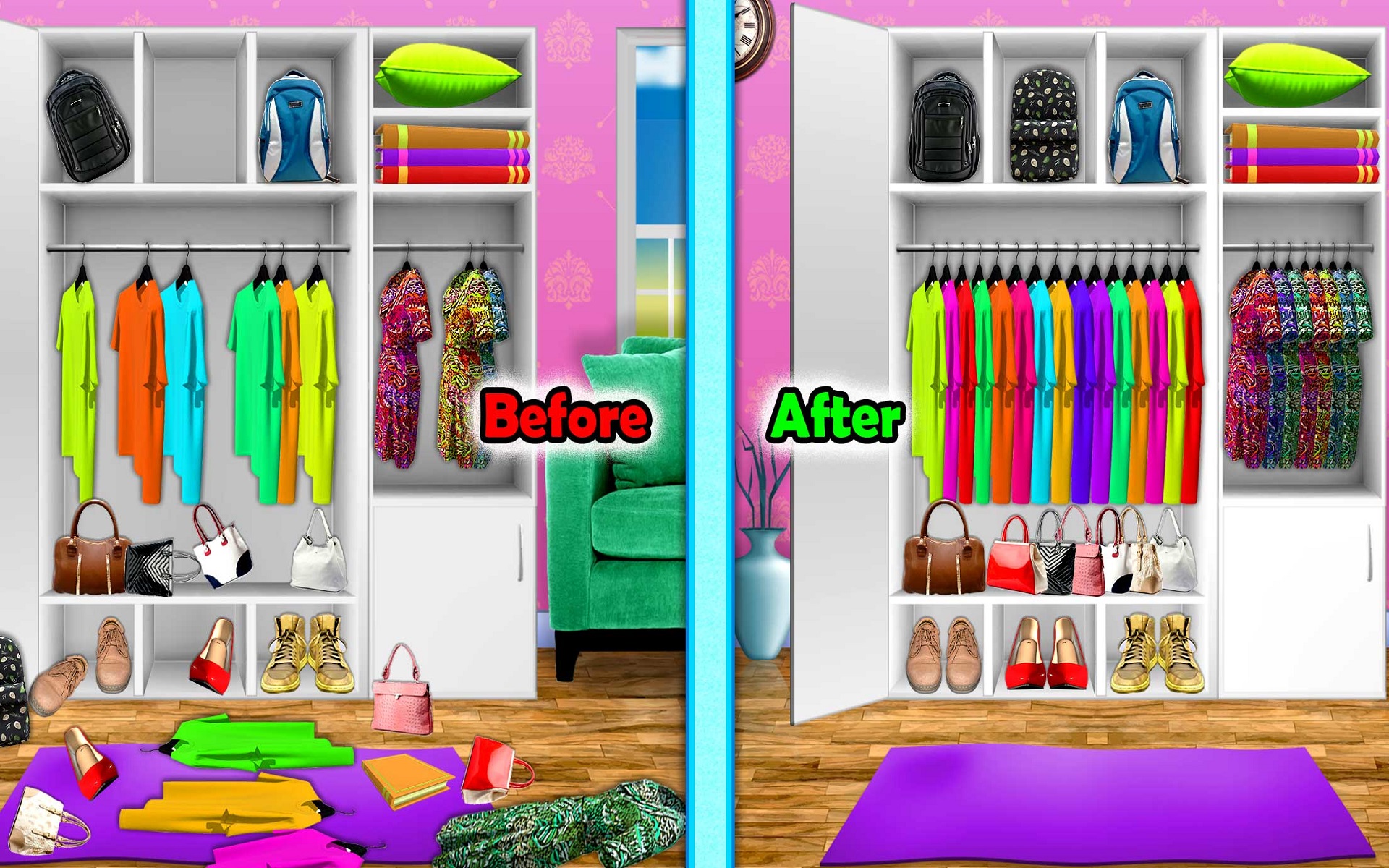 Home Closet Organizer Game Fill the room fridge & shelves in