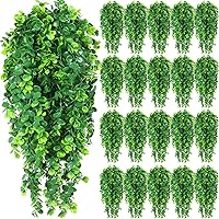 Vista 19 de Hoteam 12 plantas colgantes artificiales de 32 pulgadas, enredaderas de hiedra falsa con hojas falsas para patio, plantas artificiales para sala