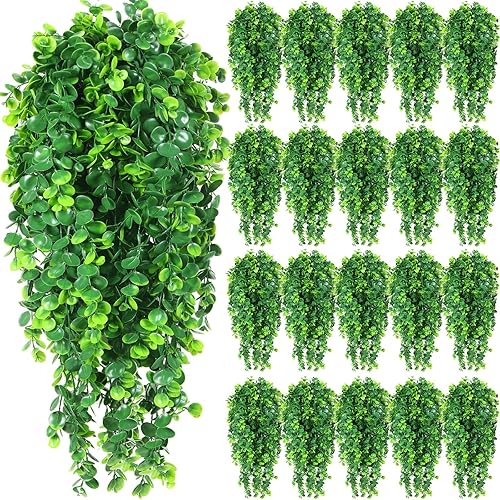 Miniatura 19 de Hoteam 12 plantas colgantes artificiales de 32 pulgadas, enredaderas de hiedra falsa con hojas falsas para patio, plantas artificiales para sala