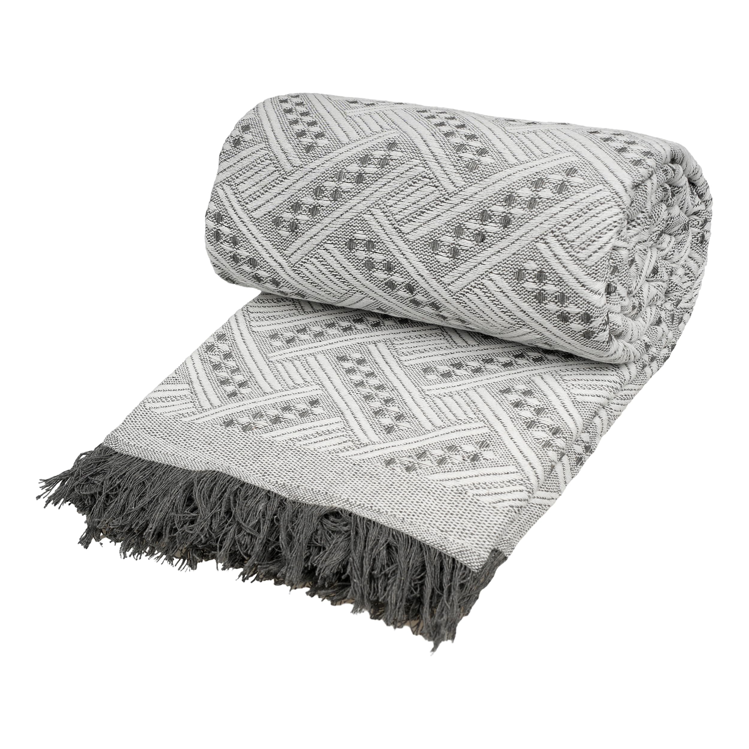 Etrexonline Colcha Multiusos 180x260 cm - Plaid Sofa, Manta Foulard, Cubre Cama y Cubresofá, Jarapa Suave y Cómoda, Decorativa y Práctica de Poliéster - Color Gris Texturizado