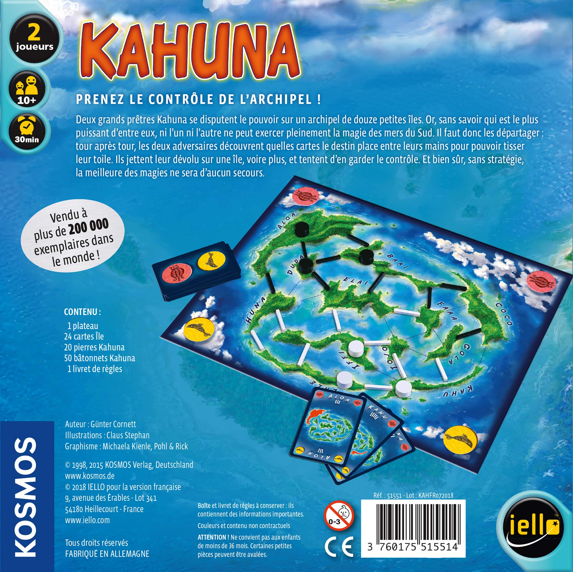 IELLO - Kahuna - Gioco Da Tavolo Di Strategia Per 2 Giocatori - 20 Minuti - Versione Francese