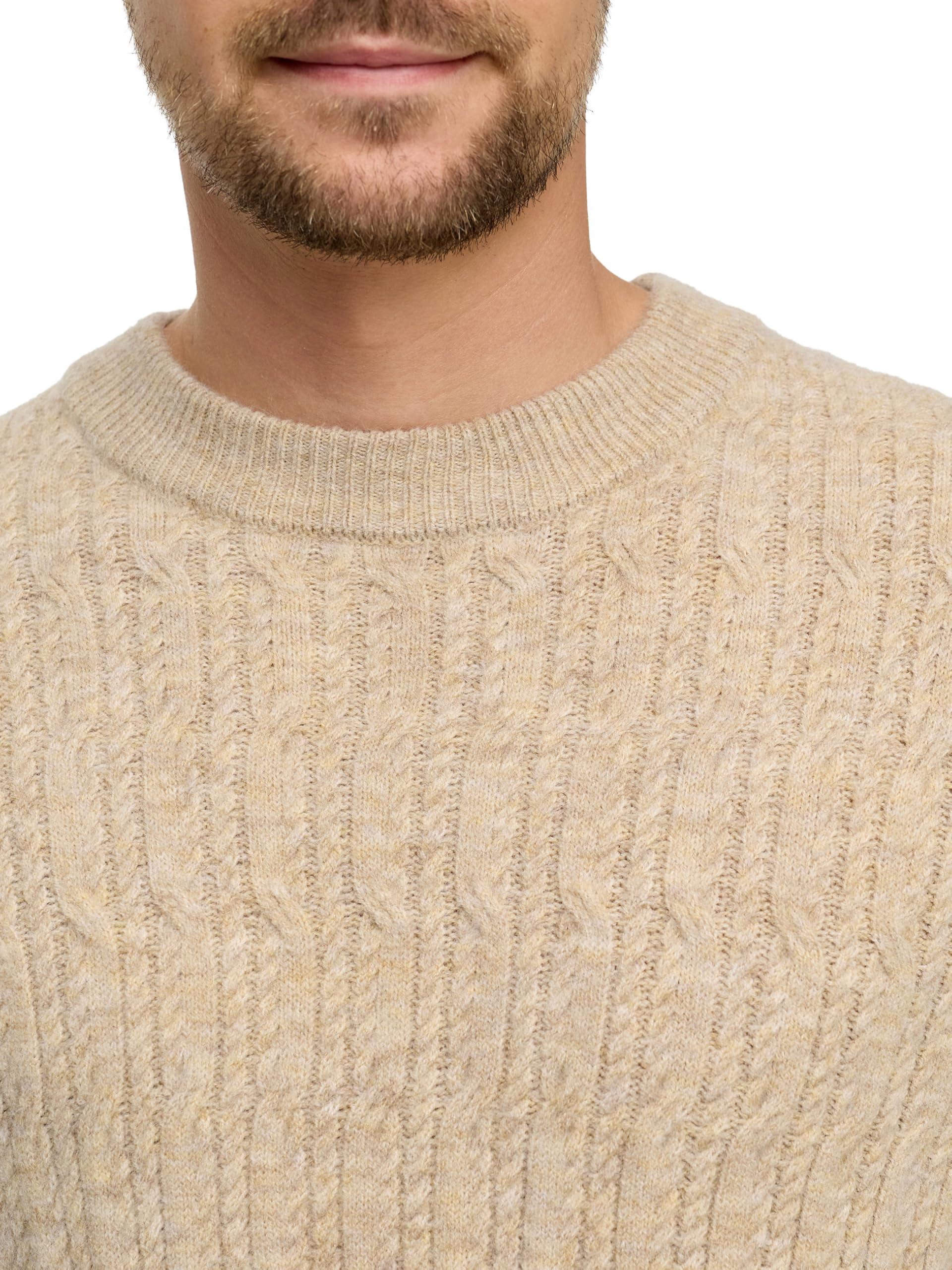 JEFF JFMicah - Jersey de punto clásico para hombre con cuello redondo y cuello redondo, jersey de punto fino para hombre