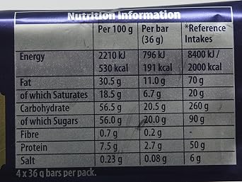 Cadbury Dairy Milk Chocolate Bar, 4 x 36g