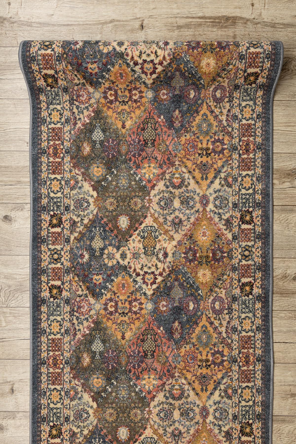 rugsx Alfombra de Pasillo Antideslizante - Diseño Modern Classic - Beige/Gris - Resistente y Fácil de Limpiar para Pasillo, Cocina, Entrada 67x150 cm