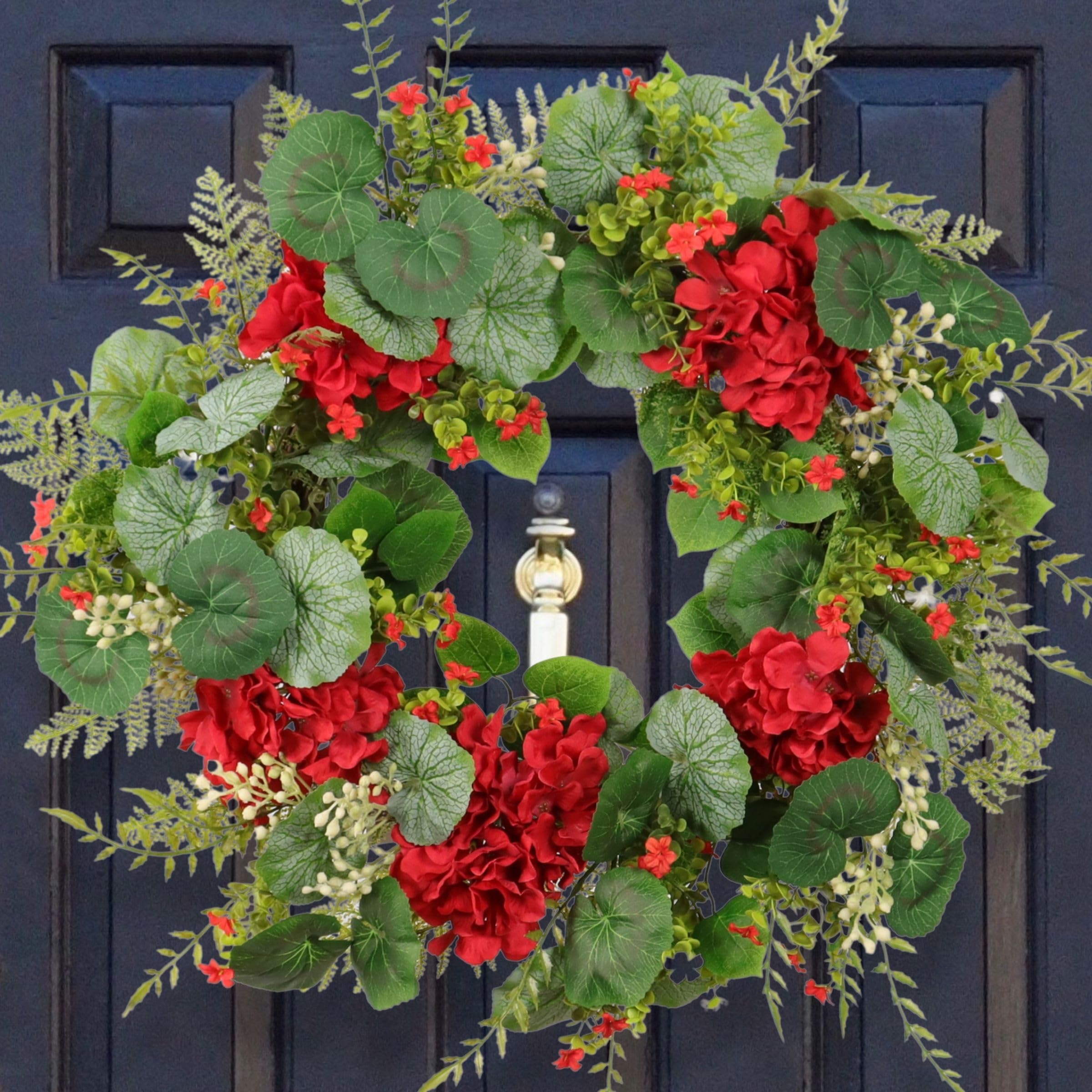 Amazon.com: Quixem Spring Hydrangea Wreath for Front Door – 20-Inch Red ...