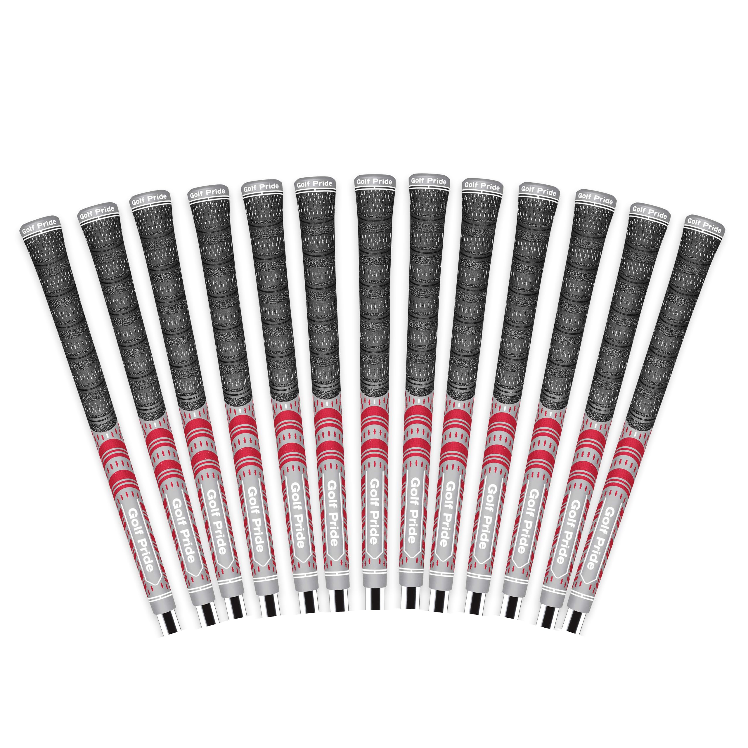 Golf Pride MCC Golf Club Grip - All-Weather Hybrid Grip - Brushed Cotton Cord & Pebbled Texture - Moisture-Wicking Technology - Grey/Red