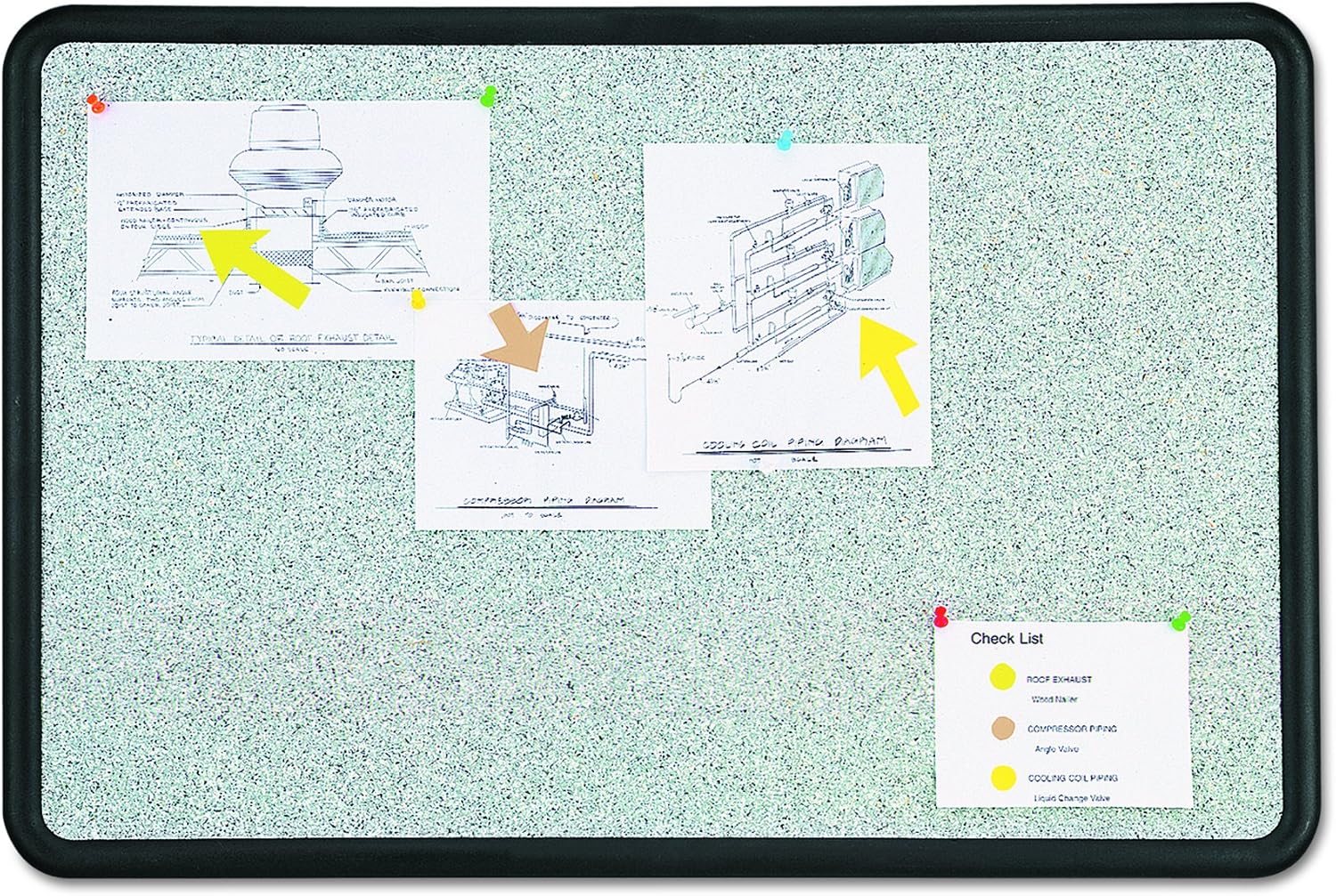 Quartet Contour Granite Board, 48 x 36, Granite Gray Surface, Black Plastic Frame