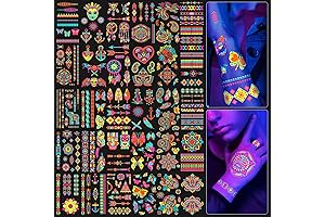 32 Sheets Spectacularly Vivid Neon Temporary Tattoos