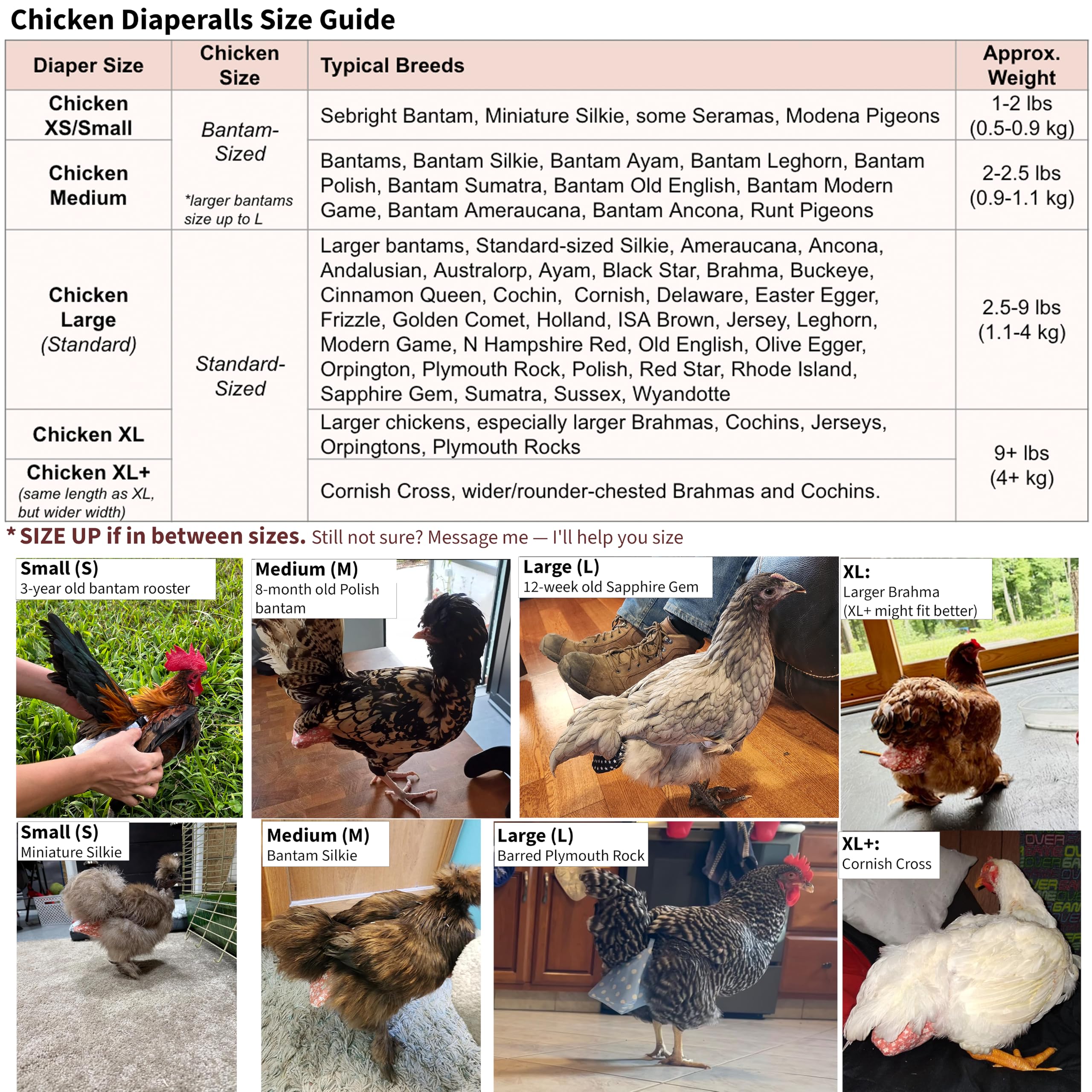 Pannolini per galline, gallo, anatroccoli, riutilizzabili, regolabili, taglia XS, S, M, L, XL, di Uni Infinity (pollo piccolo, rosso e nero)