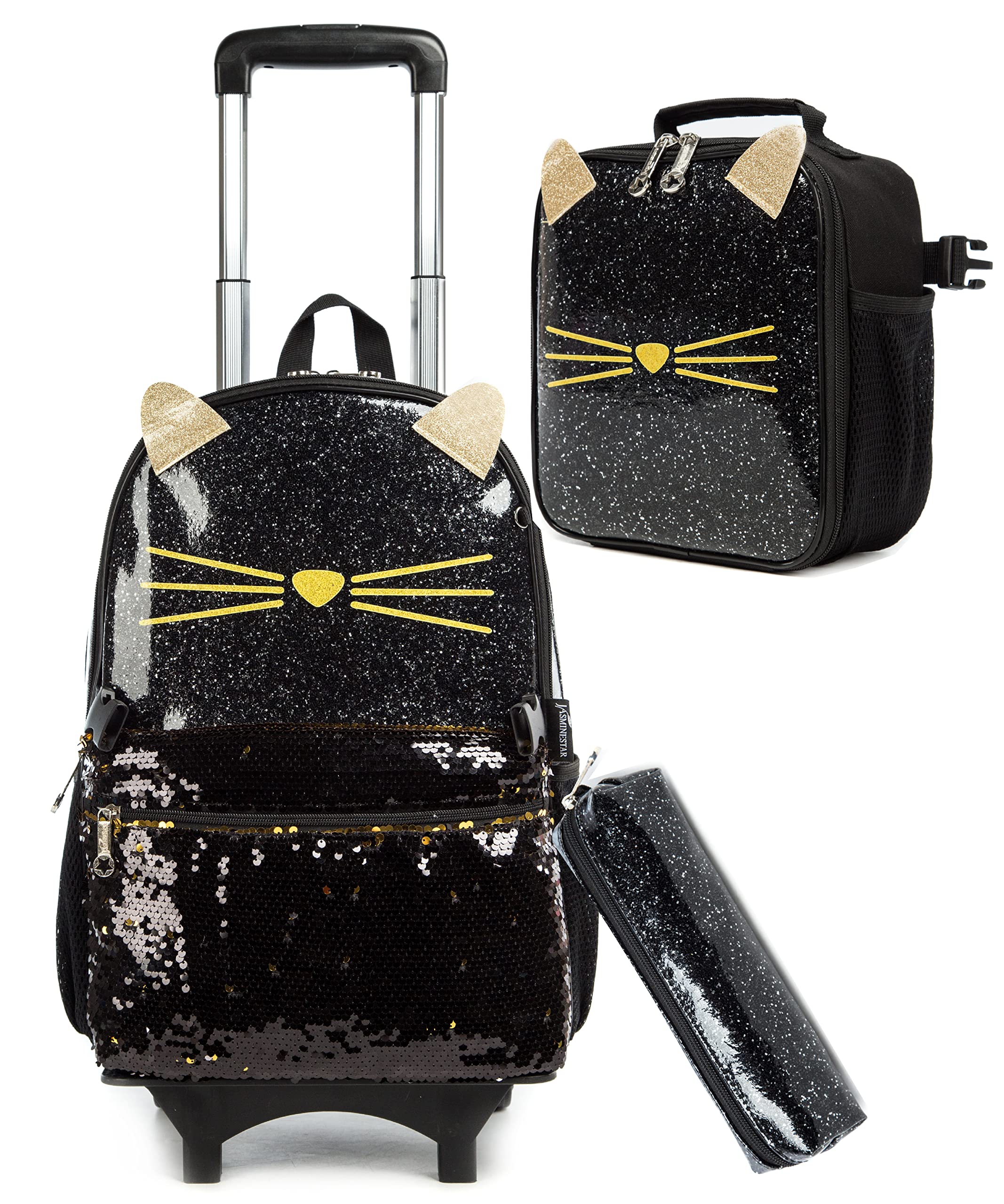 HTgroce Mochila Escolar con Ruedas Niña Trolley Mochila con Ruedas Para Escuela Primaria con Bolsa de Almuerzo Estuche para lápices 3 en 1 para Niños Mochila con Ruedas para Adolescentes.