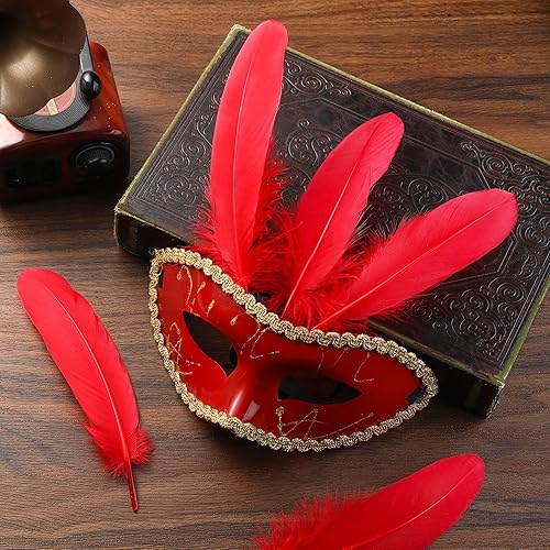 Miniatura 5 de Ballinger Plumas grandes de ganso rojo  120 plumas de 6 a 8 pulgadas a granel para manualidades, alas de ángel, atrapasueños y decoración de fiesta