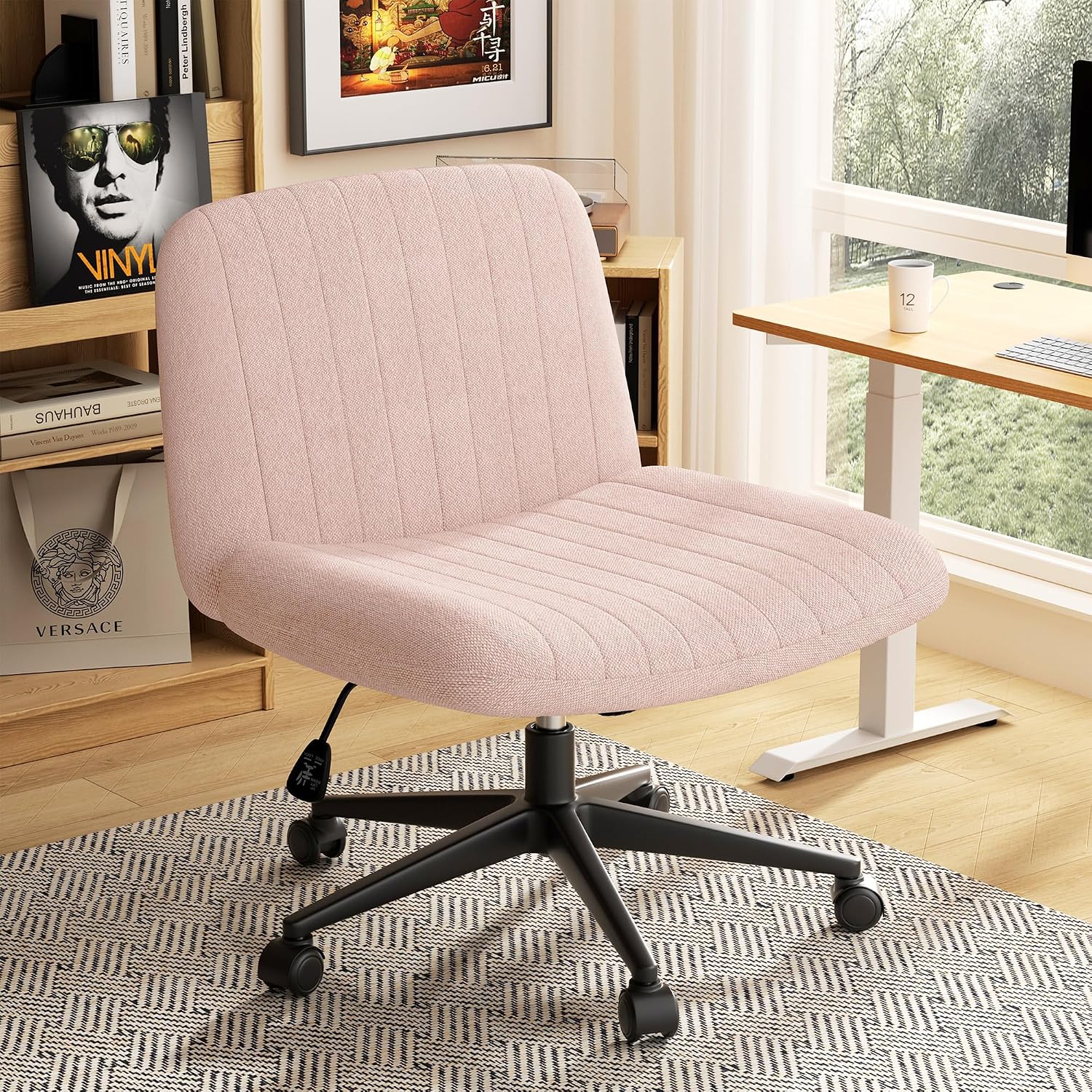SUNLEI Cross Legged Armless Office Chair