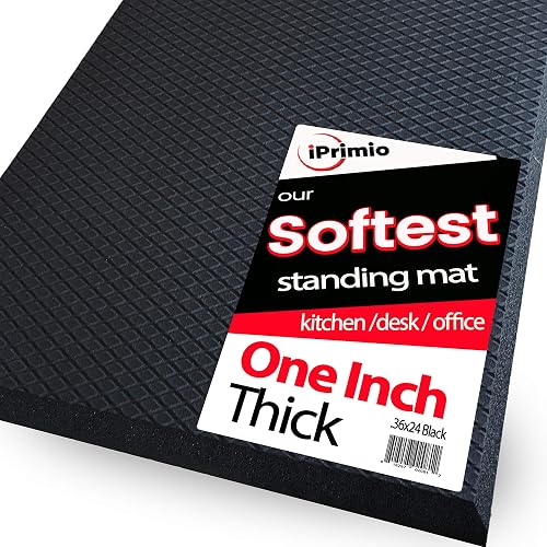 iPrimio Anti Fatigue Standing Desk Mat, 1 Inch Thick, 36' x 24', Black
