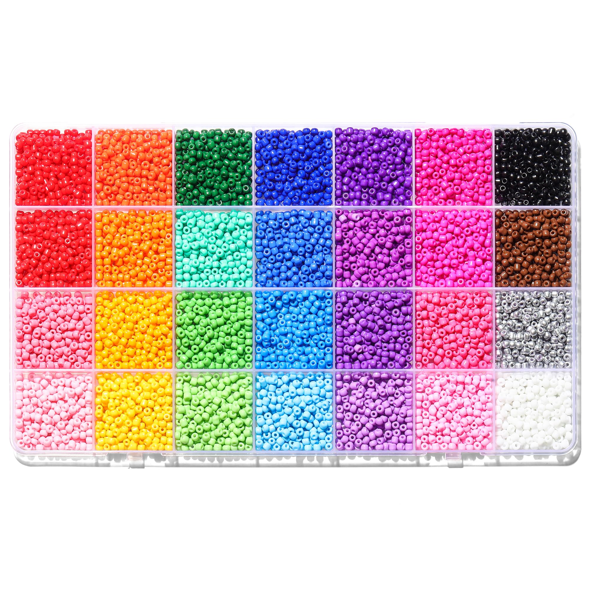 28 Colors 3mm Seed Beads, 7200PCS Glass Seed Beads Kit for Jewelry Making, Craft and Bracelet Making