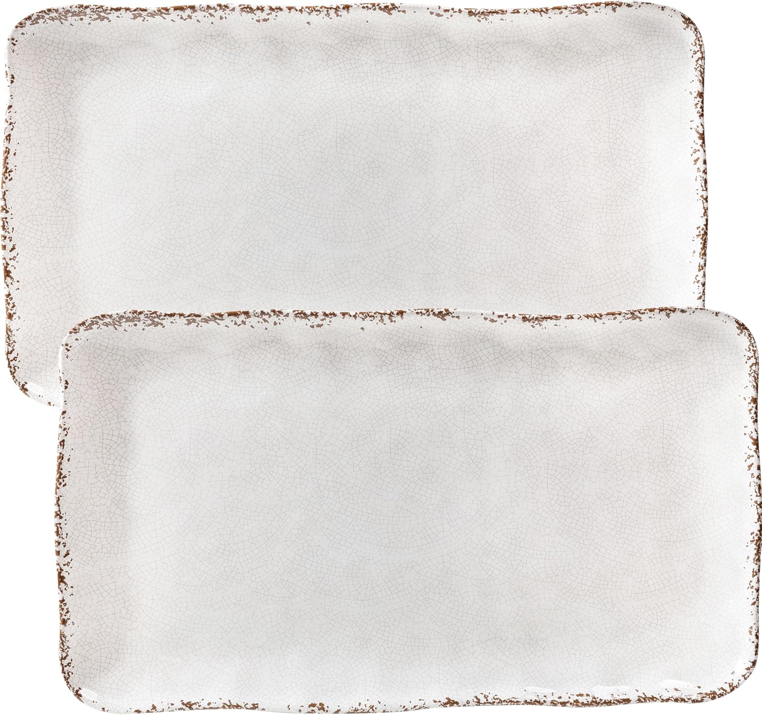 Farmhouse Melamine Serving Platters Set of 2, 17″x10″ Large Rectangular Melamine…