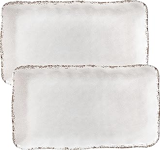 ZAROCRUS Farmhouse Melamine Serving Platters Set of 2, 17"x10" Large Rectangular Melamine Serving Trays for Serving Food on Parties and Entertaining, Dishwasher Safe. Ivory