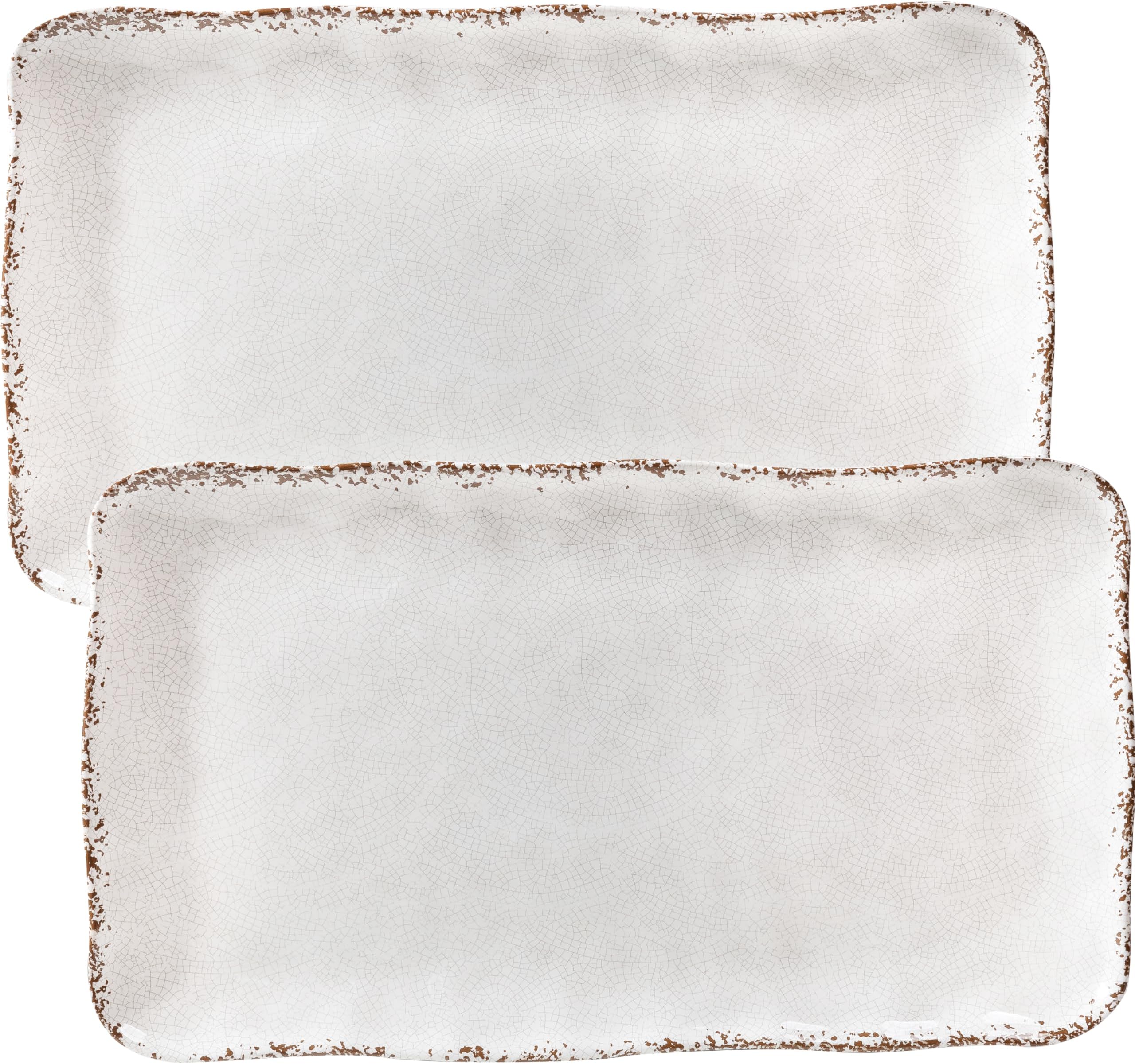 Farmhouse Melamine Serving Platters Set of 2, 17"x10" Large Rectangular Melamine Serving Trays for Serving Food on Parties and Entertaining, Dishwasher Safe. Ivory