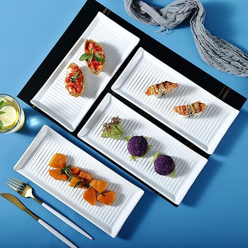 Miniatura 2 de Bruntmor Ceramic Serving Platters (10.5 X 5 Inch Rectangle Plates) Serving Dishes for Entertainment, Food Appetizers, Deserts, Starter, Sushi Set of