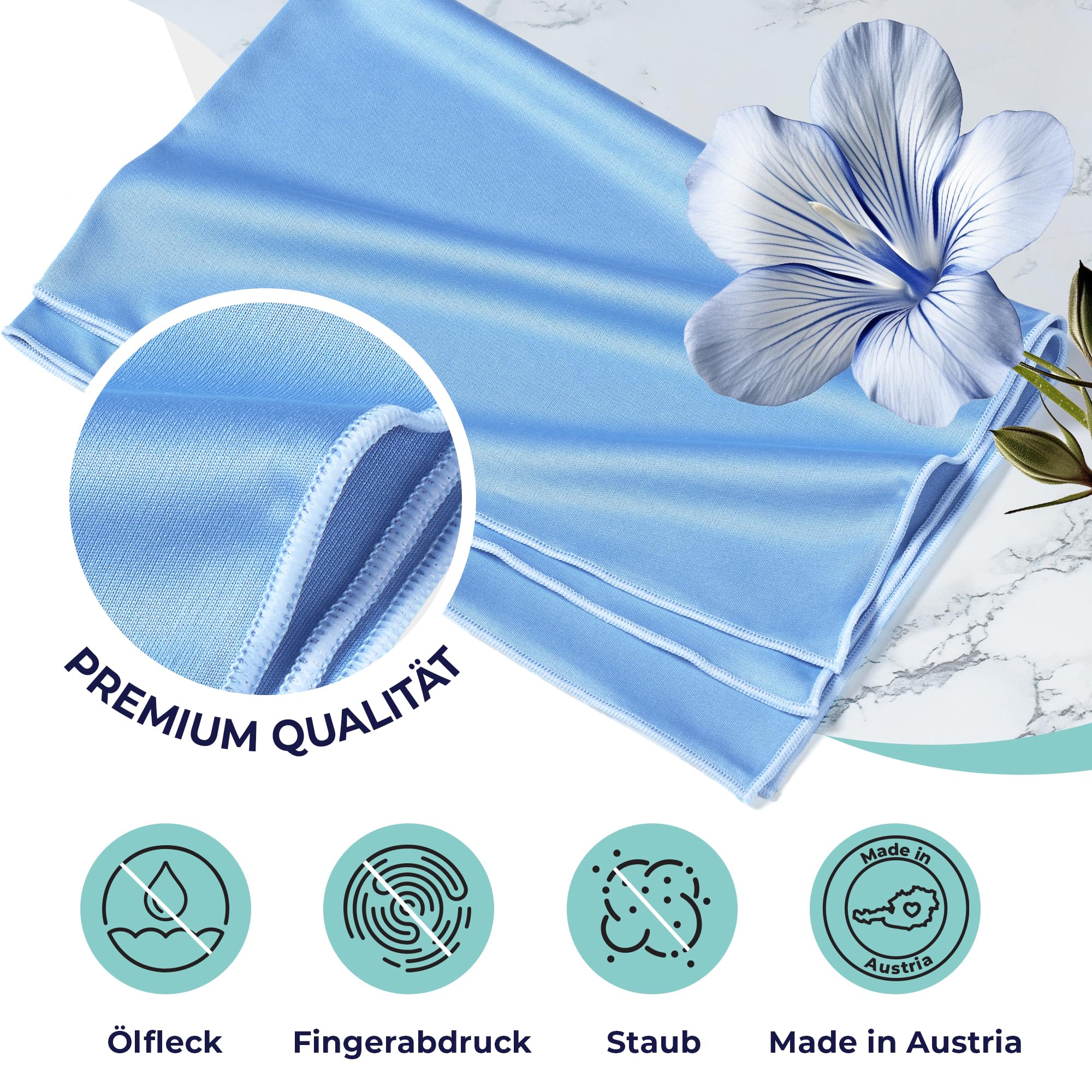 culiclean Mikrofaser Poliertuch Gläser – streifenfrei, 10x, 40x60, blau | Fensterputztücher, Fenstertuch, Poliertücher, Glastuch Fenster, Mikrofasertuch, fusselfrei, waschbar 95 °C