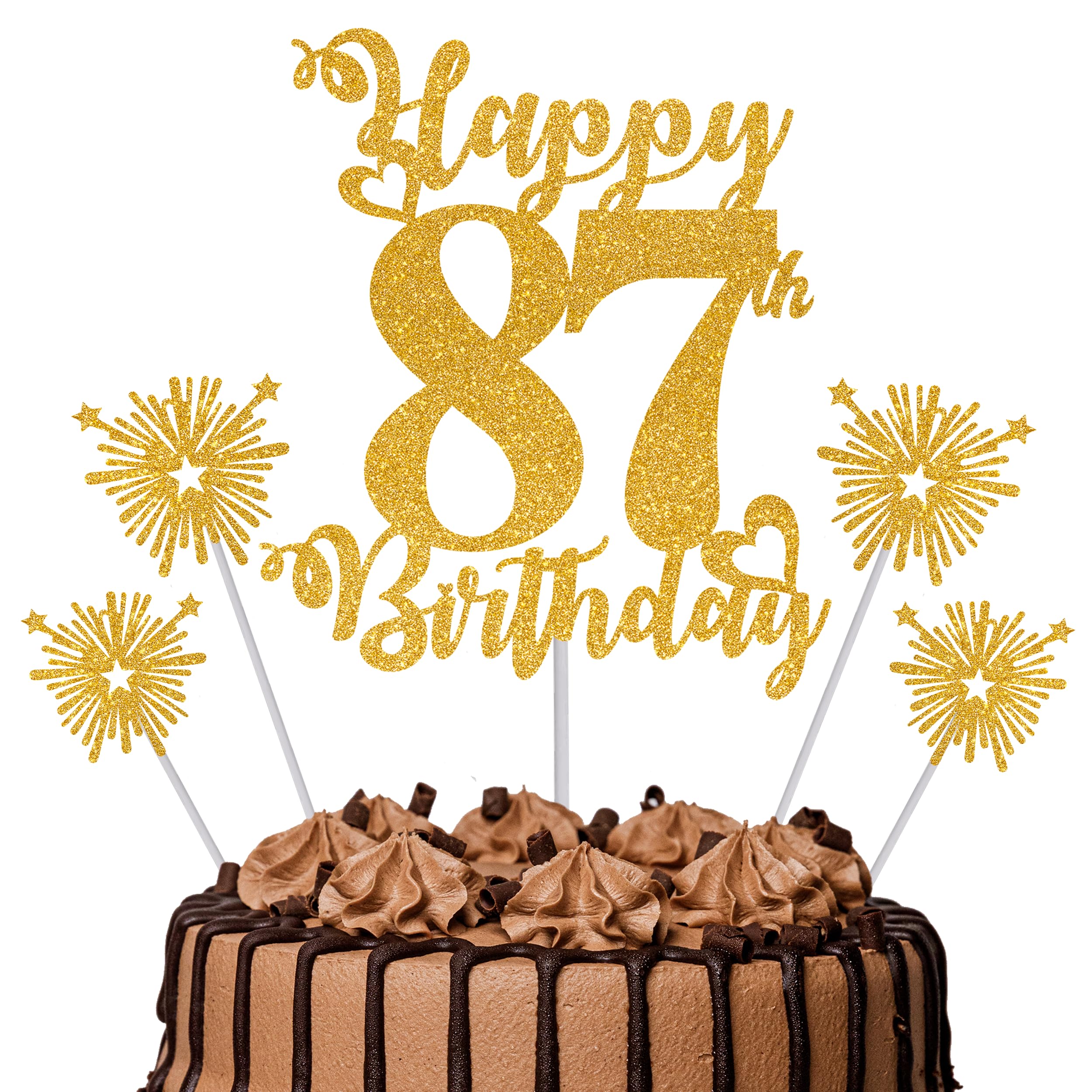 Gold Glitter 96th Birthday Cake Topper Set – 5 Piece Premium Glitter Birthday Decoration & Party Supplies for Men, Women & Kids – 96th Birthday — view 26