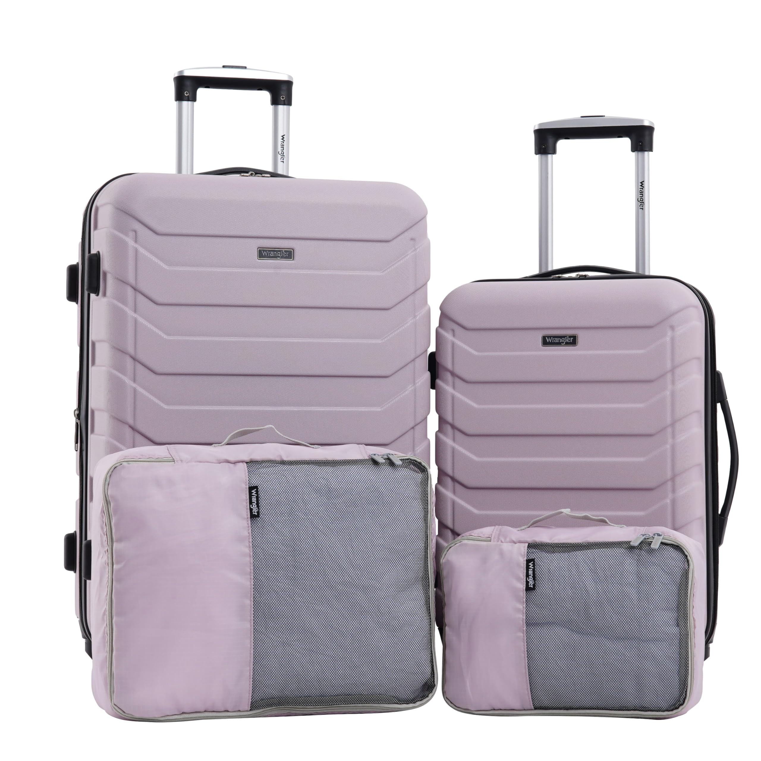 Wrangler 4 Piece Miami Luggage and Packing Cubes Set, Burnished Lilac
