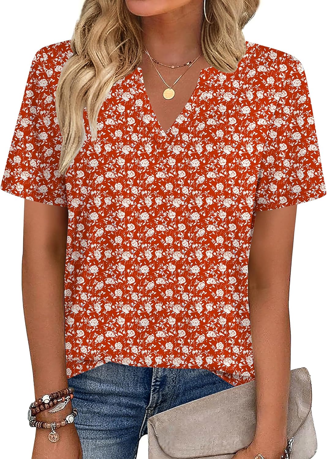 Zeagoo Womens Tops Short Sleeve V Neck Tee Shirts Cute Dressy Casual Clothing Business Work Blouse