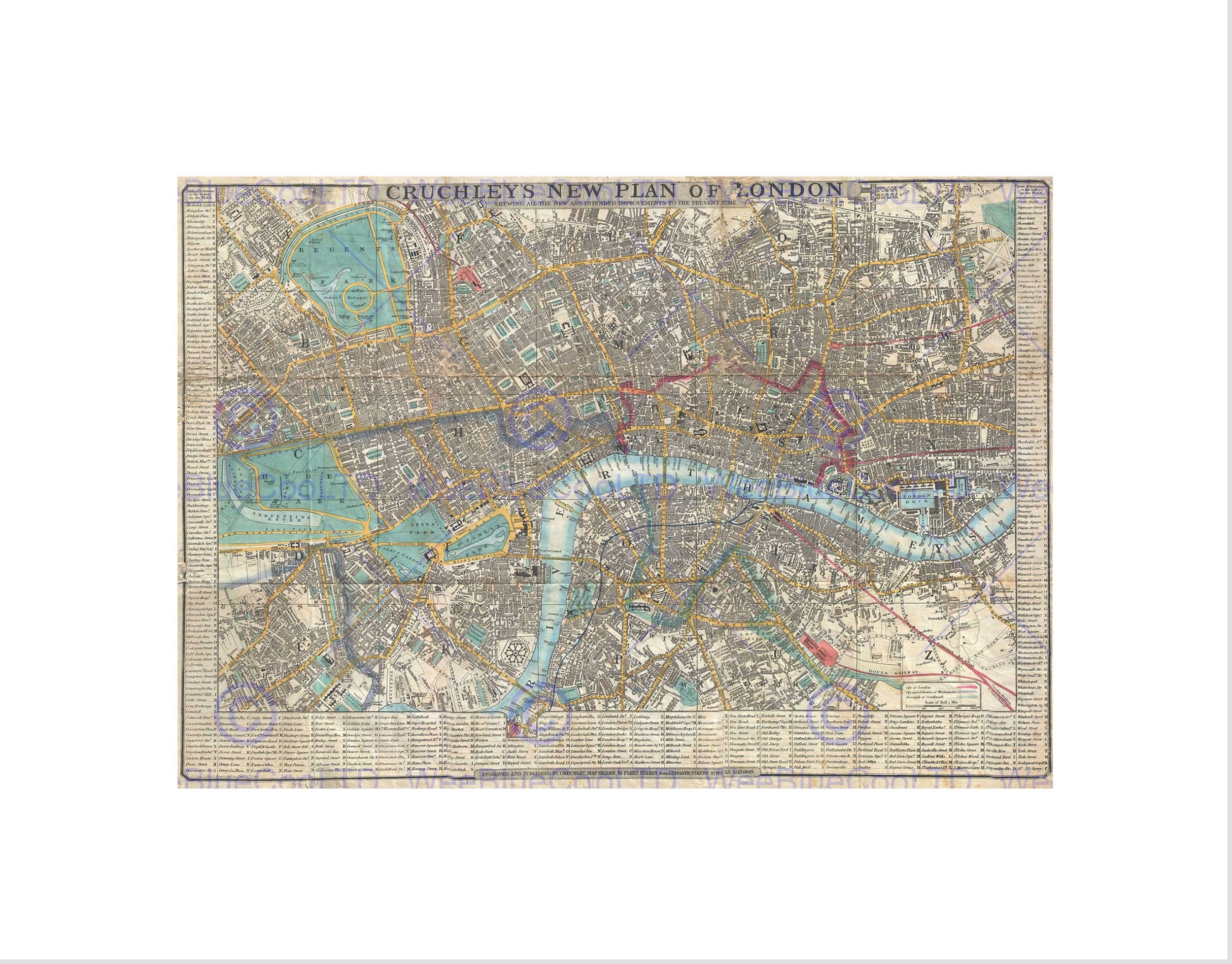 Wee Blue Coo Map Illustrated Antique Crutchley London Wall Art Print