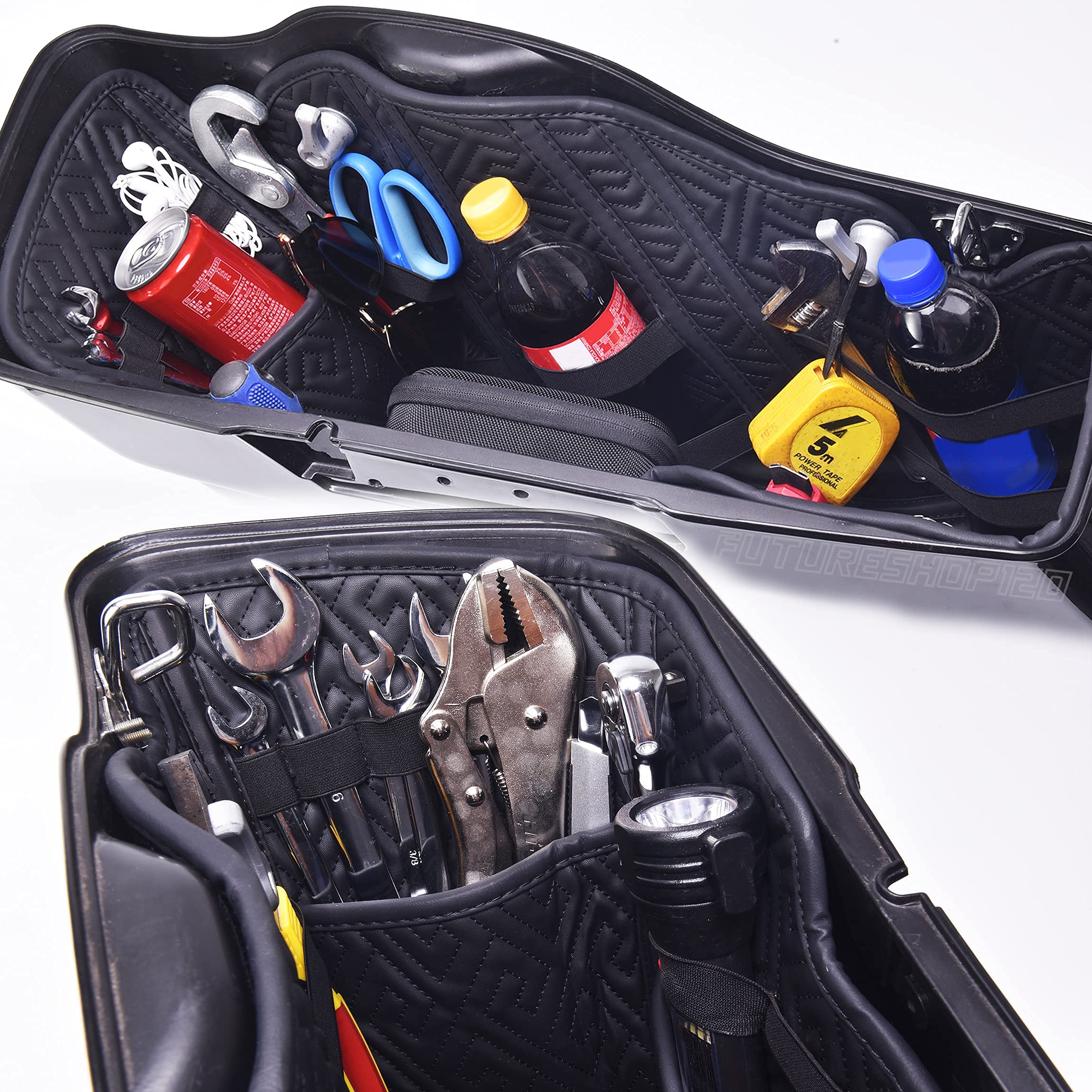 Harley Saddlebag Liners Organizer 2 In 1 For 14-22 OEM Standard Saddlebags Lining CVO Tapered Saddlebags 2021 Street Glide Saddle Bag Liners Stretched Saddlebag Liners Carpet Liners Bag Inserts