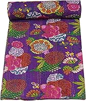 Vista 7 de Marubhumi Colchas indias hechas a mano, edredones de algodón puro reversible, edredón vintage Kantha, edredón, estampado de frutas, rosa bebé