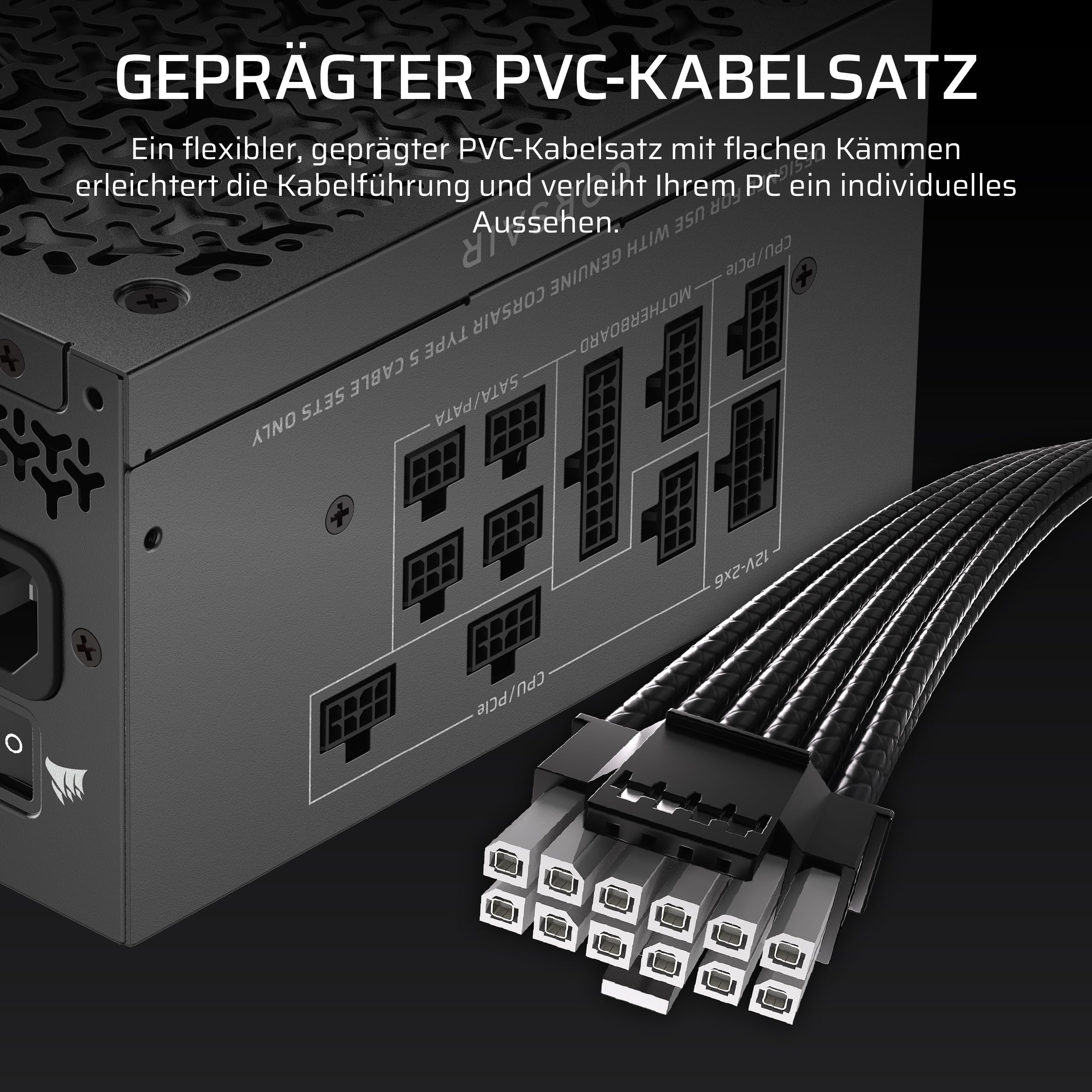 CORSAIR RM850x Shift (2025) Vollmodulares ATX-Netzteil – Modulare Seitenschnittstelle, 12-V-2x6-Kabel, ATX 3.1 und PCIe 5.1, Lüftergeschwindigkeit, 105°C-Kondensatoren, Cybenetics Gold – Schwarz