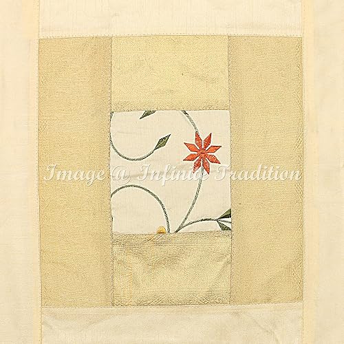 Miniatura 5 de Juego de 5 fundas de cojín cuadradas de seda para sofá de brocado indio, 16 x 16 pulgadas, tejido jacquard beige dorado, decoración del hogar,