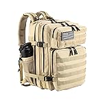 LHI Military Tactical Backpack for Men and Women 45L Army 3 Days Assault Pack Bag Large Rucksack with Molle System - Cream