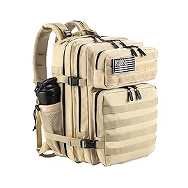 LHI Military Tactical Backpack for Men and Women 45L Army 3 Days Assault Pack Bag Large Rucksack with Molle System - Cream
