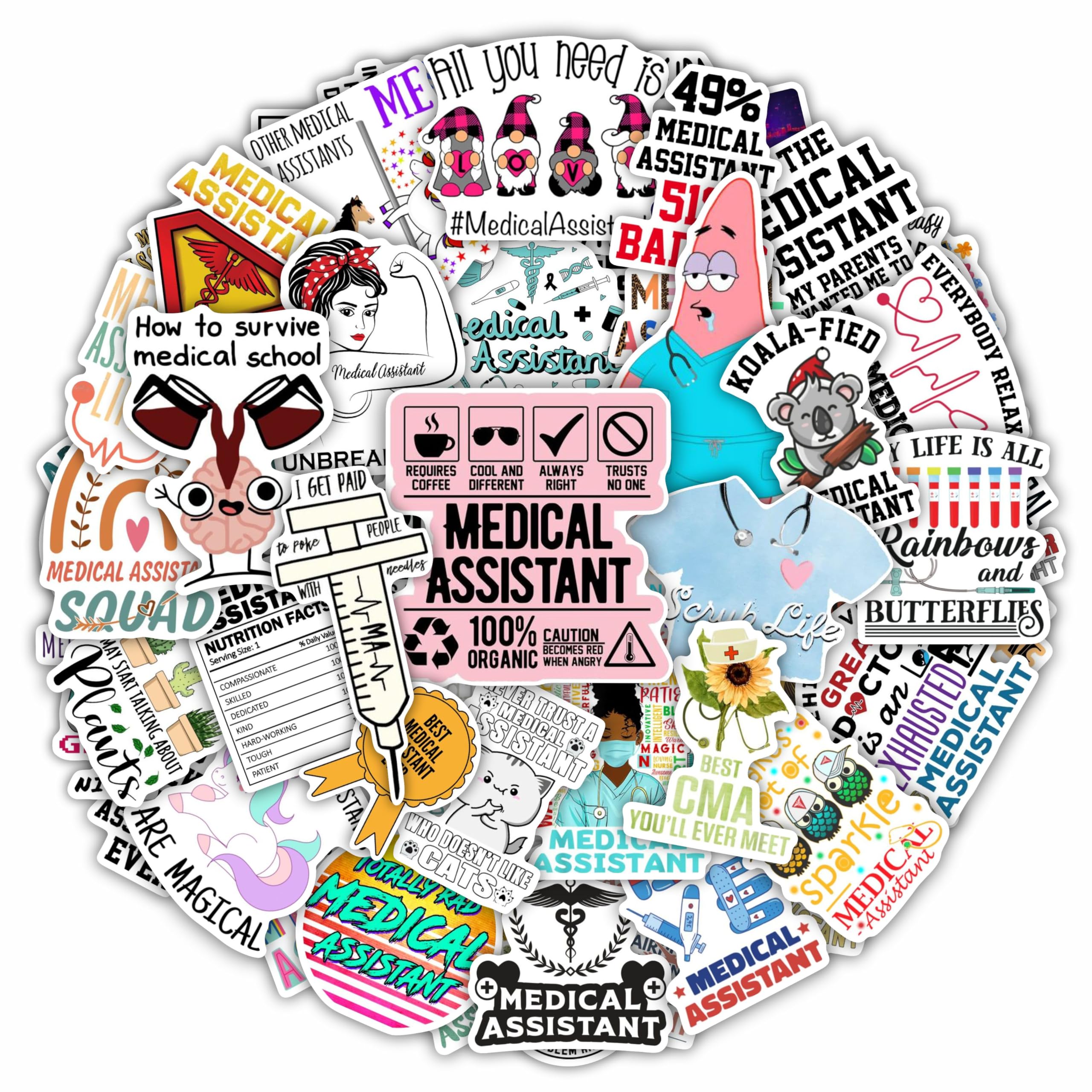 BulbaCraft 100 Pcs Funny Medical Assistant Stickers, Medical Assistant Gifts for Women & Men, Gifts for Women & Men