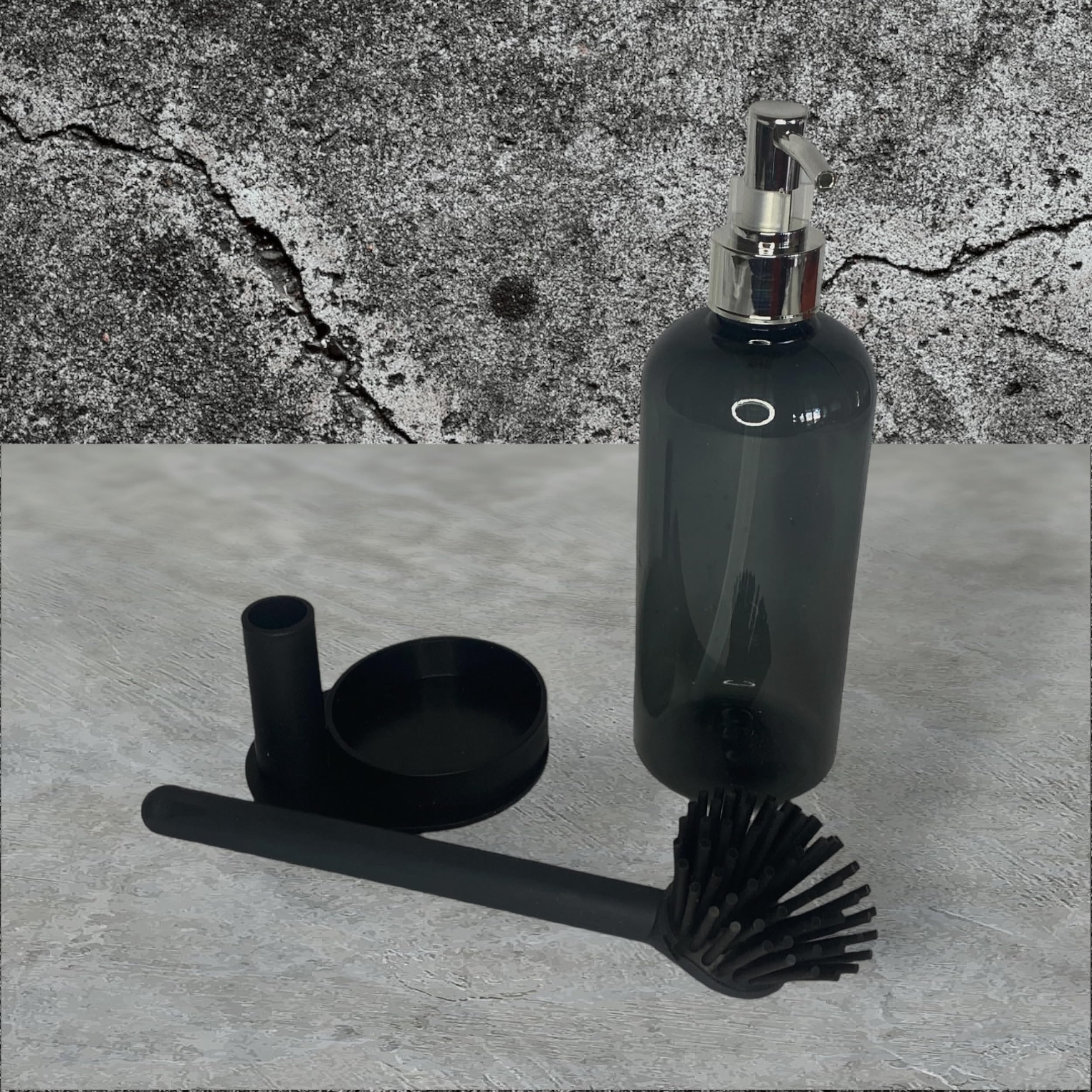 Standlı Plastik Sıvı Sabunluk ve Silikon Bulaşık Sıyırma Fırçası (Kutuludur)