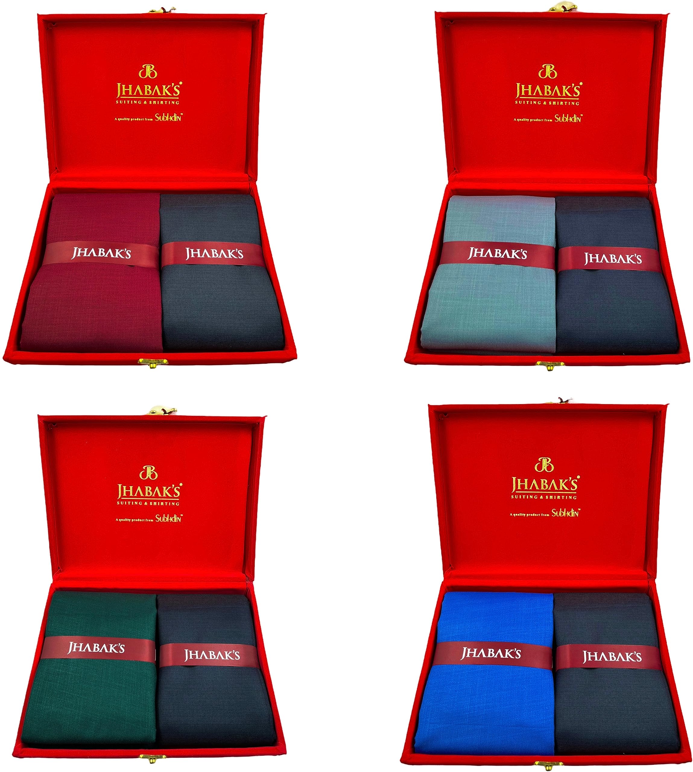 Unstitched Premium Cotton Blend Solid Shirt & Trouser Fabric - 2.25 m Shirt Cloth - 1.30 m Pant Piece (Pack of 4)