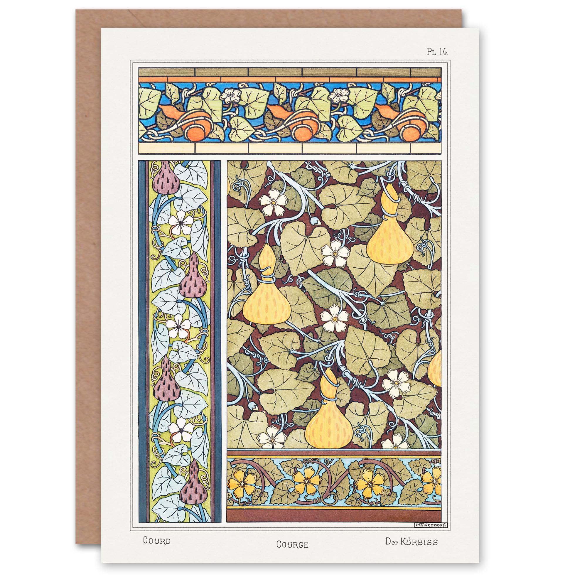Artery8 Maurice Pillard Verneuil Art Card White Flower Gourd Floral Patterns