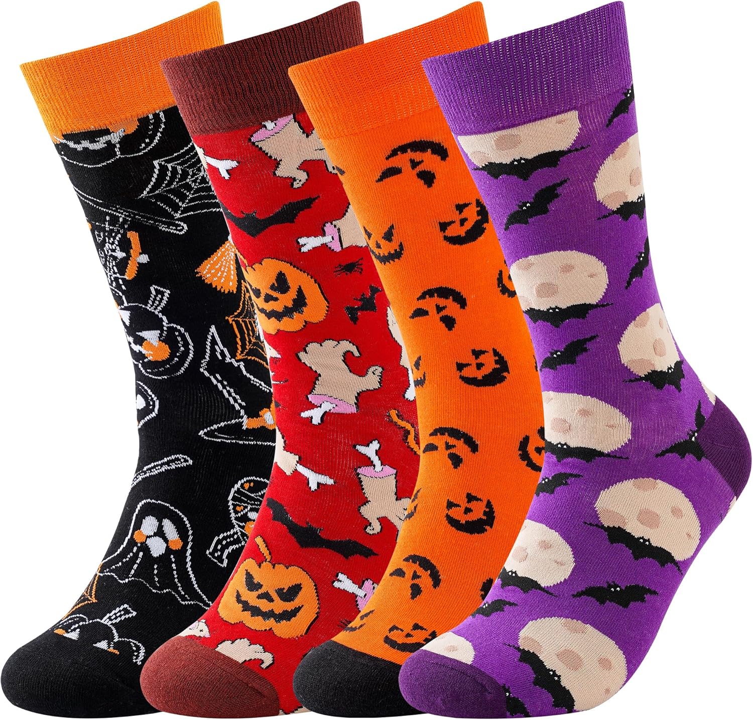 bonangel halloween socks men, funny novelty cute holiday crew socks, crazy halloween gifts for men 04pairs-halloween3