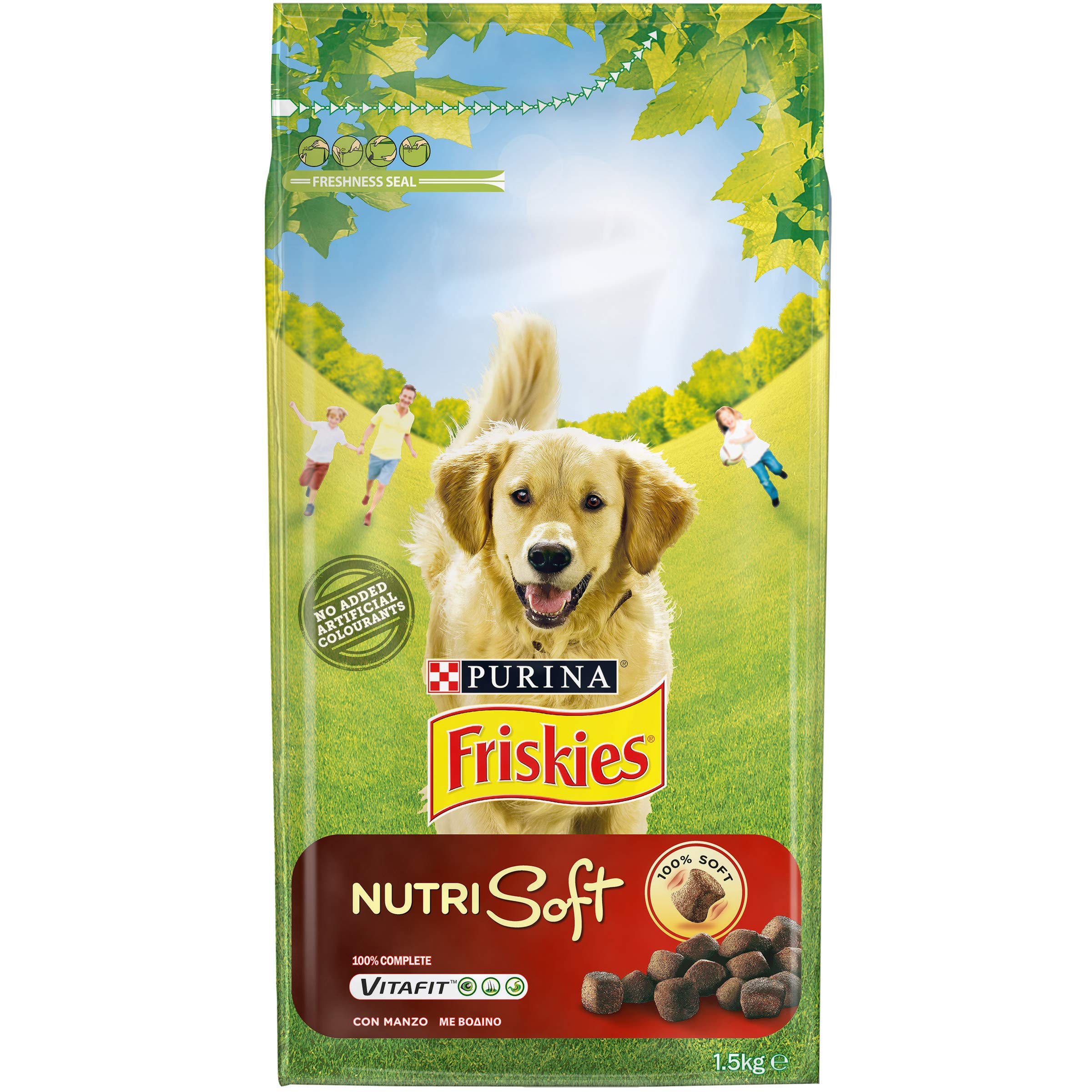 PURINA FRISKIES Nutri Soft Vitafit Crocchette per Cani Adulti con Manzo 6 Sacchi da 1.5kg