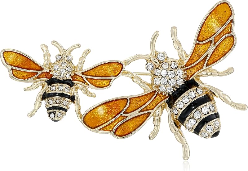 Clásico broche de abeja Goldtone y amarillo